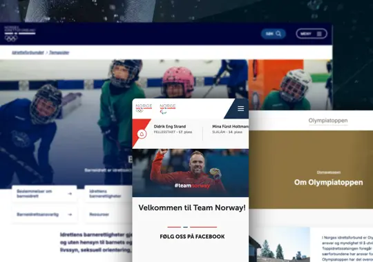 Bilde av en ulike skjermstørrelser hvor nettsiden til Norges Idrettsforbund er vist